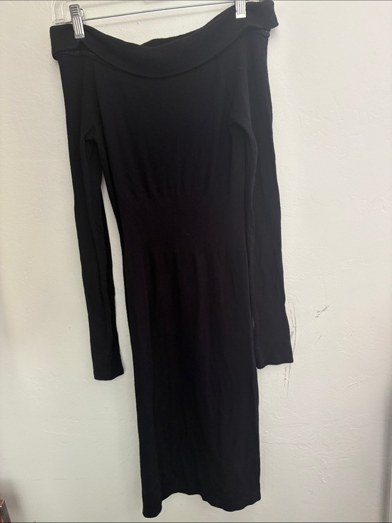 bebe Dresses & Skirts - bebe Black Off-Shoulder Long Sleeve Knit Bodycon Dress